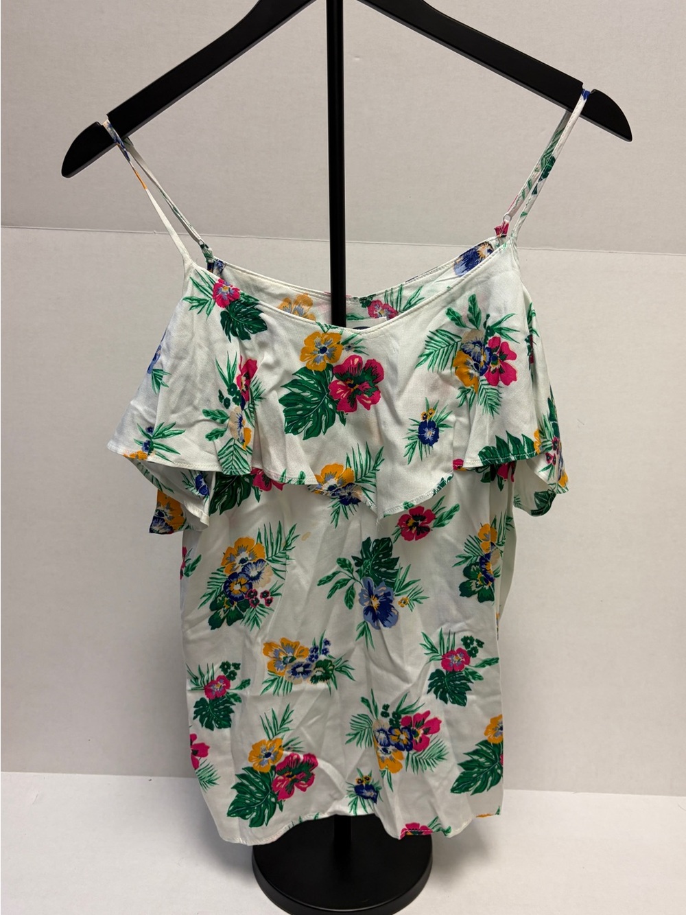 Old Navy White Tropical Floral Cold Shoulder Top Women’s Small Petite SP